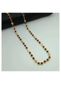 Elegante Collar de Cuentas Rudraksha Chapado en Oro con Dijes Om Espirituales Hindúes y Circonitas para Mujer y Hombre - Product Image 2