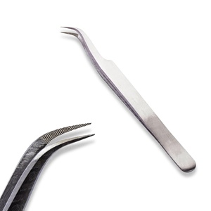 Vente en gros, pochette avec logo personnalisé, marque privée, pince à épiler en acier inoxydable, pointe pointue, extension de cils, outil de beauté - Product Image 1