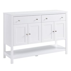 "Modern White <b>Sideboard</b> with Metal Hinges & Round Handles for Dining Room Storage" - Product Image 1