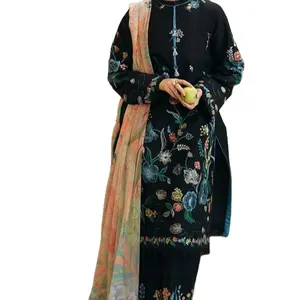 ผู้หญิงการออกแบบเย็บปักถักร้อยพิมพ์สวยงาม 2024 คอลเลกชันผู้หญิงแบรนด์ล่าสุดสําหรับ Eid ชุดสนามหญ้าและผ้าฝ้ายคุณภาพสูง