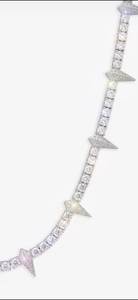 <b>Iced</b> <b>Out</b> Spike Necklace Moissanite <b>Chain</b> Arrow Design Unisex Hip Hop Link Necklace for Party Gift - Product Image 2