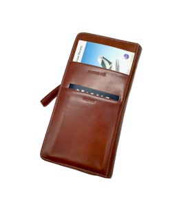 [Hot Pick] Castello Leather RFID Passport ID Case Wristlet Black Brown Boarding Pass <b>Wallet</b> Fashion Embossed Logo Zipper Closure - Product Image 4