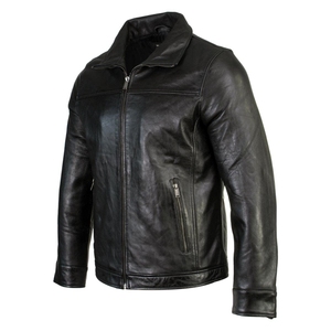 High Quality <b>Zip</b> <b>up</b> Leather <b>Jacket</b> for Men 100% Genuine Black Leather <b>Jacket</b> with Side Pockets Warm <b>jacket</b> for men - Product Image 5