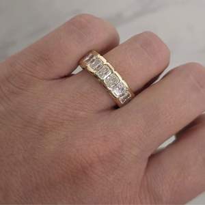 Pass Diamond Tester D Color Moissanite Engagement Wedding <b>Ring</b> 18K Gold Plated 925 <b>Silver</b> <b>Emerald</b> Cut for Certified Iced - Product Image 1