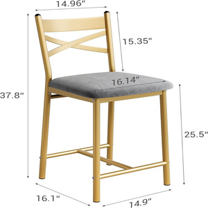 Set of 2 Round Bar <b>Chairs</b> with Back, Bar <b>Chairs</b> for Kitchen Island, <b>Dining</b> Room,Counter Height Bar Stools,<b>Rustic</b> Brown and Black - Product Image 6