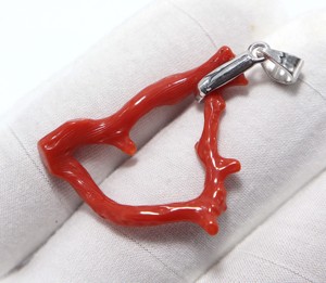 Pendentif en argent sterling 925, branche de corail rouge italien, pendentif bâton de corail de la mer Méditerranée, corail rouge naturel, taille 30 × 20 mm - Product Image 2