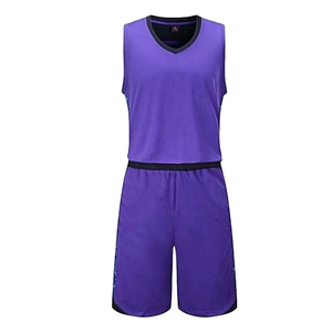 Conjunto de Camiseta de Baloncesto Morada para Hombre, Cuello en V, Sin Mangas, Absorbe la Humedad, Sublimada, Color Sólido, Ropa Deportiva para Todas las Temporadas - Product Image 2