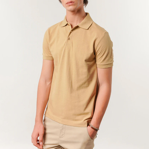 เสื้อโปโลผู้ชายสีพื้น ผ้าคอตตอนปิเก้ แขนสั้น ทรงปกติ สวมใส่สบาย ระบายอากาศได้ดี ดีไซน์ถัก ติดกระดุมด้านหน้า - Product Image 3