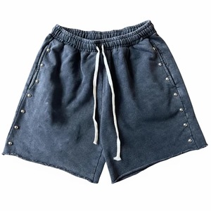 Ensemble sweat à capuche zippé et short en coton épais délavé à l'acide, coupe courte et ample, style streetwear unisexe, vente en gros personnalisée - Product Image 5