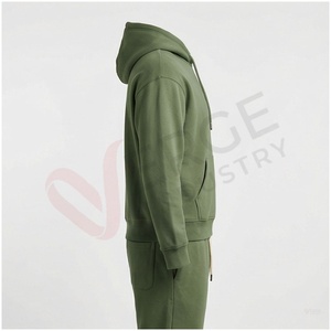 Conjunto Deportivo con Capucha para Hombre, Color Verde Oliva, Manga Larga, Color Sólido, Casual, Transpirable, Corte Regular, Ropa de Otoño - Product Image 3