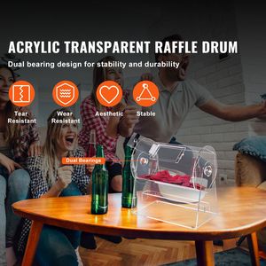 Tamburo Professionale in Acrilico per Lotterie con 2 Chiavi, Capacità 2500 Biglietti, Gabbia Trasparente Girevole per Estrazioni a Sorteggio per Fiere - Product Image 3