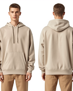 Men Oversized Hoodie Solid Color Casual Pullover Hooded Sweatshirt Regular Fit Cotton French Terry Autumn Wear - Product Image 1