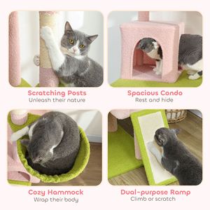 Moderno Tiragraffi per Gatti con Sisal, Peluche e Materiale Sintetico, Altezza Personalizzabile, per Interni - Product Image 3