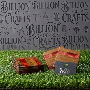 ชุดจานรองแก้วเรซิ่นไม้ จานรองแก้วตกแต่ง จานรองแก้วไม้สำหรับบ้าน โรงแรม ร้านอาหาร สำนักงาน - Product Image 3