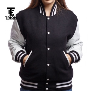 OEM New Fashion Casual Winter Wear Varsity <b>Jacket</b> Comfortable Regular Leather Sleeve Breathable <b>Lightweight</b> <b>Women</b> Varsity <b>Jacket</b> - Product Image 2