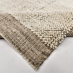 Alfombra de Lana Hecha a Mano, Alfombra Moderna Texturizada de Color Marfil Neutro para Sala de Estar, Dormitorio, Decoración del Hogar, Alfombra Suave Tejida a Mano - Product Image 1