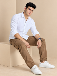 <b>White</b> Men's ODM Poplin Spring Casual <b>Long</b> <b>Sleeve</b> Button-Up Dress <b>Shirt</b> for Daily Wear - Product Image 5