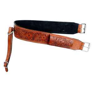 Venta caliente cuero caballo occidental sillín circunferencia Cinch accesorio Floral herramientas blanco trenzado diseño al por mayor fabricante - Product Image 1