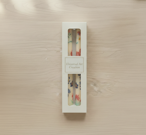 Ensemble de bougies coniques en cire de soja peintes à la main Pastel Bloom (lot de 2) pour Noël, les anniversaires, les centres de table et la mise en beauté esthétique de la table - Product Image 3