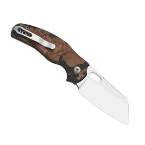 Couteaux pliants durables avec lame angulaire finition foncée et manche à motif orange pour équipement de camping et utilisation quotidienne en poche - Product Image 4