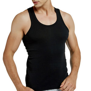 Camiseta sin mangas de algodón pesado con logo personalizado para hombre, estilo ribbed, para gimnasio, fitness, running y entrenamiento deportivo. - Product Image 5