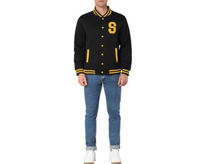 Premium New Custom Cropped Versity Jacket For Man Plus Size Winter Patchwork Knitted <b>Button</b> Design Canvas Letterman Style - Product Image 2