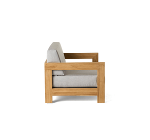 Chaise longue d'extérieur en teck massif, canapé de jardin moderne et minimaliste, une place, avec coussin épais imperméable, terrasse - Product Image 3