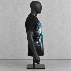 T-shirt décontracté chic pour homme en tricot imprimé indien 3D, motif loup animalier, style rock tendance, coupe ample, respirant, manches courtes - Product Image 4