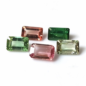 8x5 mm Tourmaline naturelle zambienne calibrée multicolore pastel de 5,95 carats, taille émeraude, lot de 5 pierres précieuses en vrac - Product Image 4