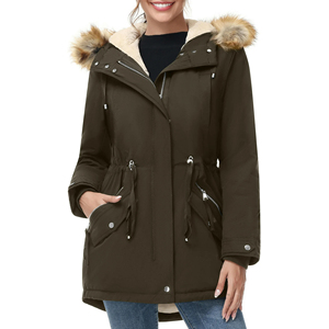 Luxurious Unisex Fleece Hooded Parka Long <b>Coat</b> <b>Vintage</b> Style Zipper Closure Button Details-Soft Warmth Lightweight Winter - Product Image 5
