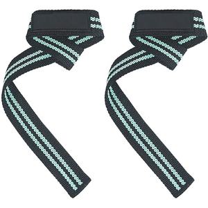 Sangles d'haltérophilie en coton avec logo personnalisé et impression de gel de silicone Sangles d'haltérophilie de gymnastique Sangles de poignet de 24 pouces avec rembourrage en néoprène - Product Image 1