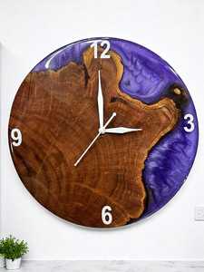 Purple Epoxy Wooden Wall <b>Clock</b> Unique Live Edge Resin Wall Art Handmade Rustic Home Decor One-of-a-Kind Timepiece. - Product Image 2