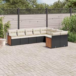 Set Divano da Giardino in Rattan PE Nero con Piedini Regolabili, Set da Giardino con Piedini Regolabili - Product Image 1