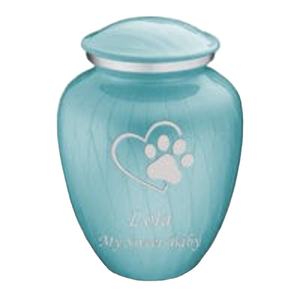 Urna Funeraria para Mascotas, Urna de Cremación con Forma de Corazón y Huella, Esmalte Azul, Tamaño Pequeño, Metal, Recuerdo Conmemorativo para Mascotas, Urna para Cenizas - Product Image 1