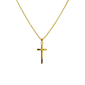 Collar con Cruz de Amatista Personalizado, Chapado en Oro de 18K, con Cadena de Cuerda |   Collar Cristiano de Latón Hipoalergénico Hecho a Mano para Regalo de Mujer |   OEM - Product Image 2