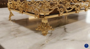 Bandeja de Almacenamiento Rectangular Chapada en Oro, Diseño Clásico, Acabado Pulido, Para Uso en Mesa - Product Image 3