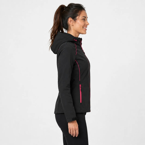 Veste Softshell Performance Femme à Marque Blanche avec Passepoil Contrastant, Capuche et Fermeture Éclair Intégrale, Coupe Ajustée, Vêtement de Sport d'Extérieur avec Poches Zippées - Product Image 2