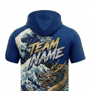 เสื้อเชิ้ตมีฮู้ดแบบครึ่งแขนสั่งทำพิเศษ ผ้าโพลีเอสเตอร์น้ำหนักเบา เสื้อทีม OEM พร้อมชื่อและหมายเลข  ชุดกีฬาแบบซับลิเมชั่น - Product Image 6