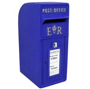 Unicorn <b>Cast</b> Iron Post Office Blue Plastic Mailbox Vintage Style Front Access Key Lock Durable <b>Powder</b> Coated Free-Standing - Product Image 1