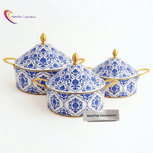 Ensemble de 3 casseroles en acier inoxydable de qualité supérieure, réchaud isotherme de style arabe avec couvercle, marmite à fond épais, réchauds pour aliments. - Product Image 6
