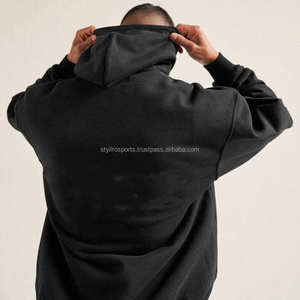 Plain Solid 100% Cotton Winter Hoodie <b>Men's</b> Custom Embroidered Logo Digital Printing Thick Unisex Oversized - Product Image 5