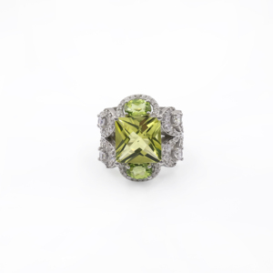 925 Sterling Silver Natural Lemon Quartz <b>Peridot</b> <b>Ring</b> Rhodium Plated OEM ODM Fine Jewelry - Product Image 3