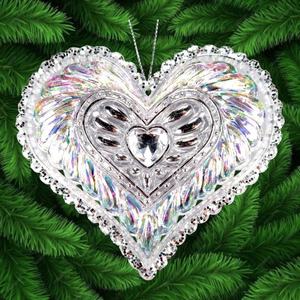 Creative Charm Christmas New Year Valentine's Holiday Decoration Clear Colorful Irrid Plated Acrylic <b>Heart</b> Ornament - Product Image 2