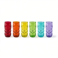 Set di 6 Bicchieri Tiki Excelsa Tropical Fatti a Mano in Spagna, Bicchieri da Cocktail Multicolore 7x7x17 Cm