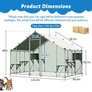 Gabbia per Gatti in Metallo Extra Robusta 3x2m per Esterni, Piattaforma in Legno Massello Fai-da-Te, Doppia Chiusura di Sicurezza, Stabilità Migliorata, Utilizzo Multi-Cane/Gatto - Product Image 2