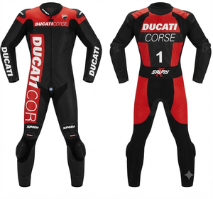 Traje de Carreras de Cuero de Vaca/Canguro Rucati para Hombre, Mono de Una Pieza con Armadura de Nivel 2 CE, Hecho a Medida, Protección OEM - Product Image 1