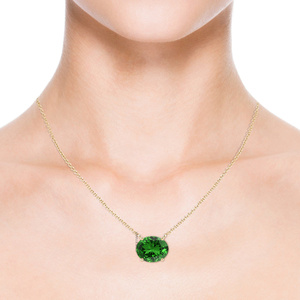 Joyería Vaayu, Colgante Solitario Ovalado Moderno con Esmeralda para Mujer, Regalo de Joyería de Lujo, Oro 10K 14K 18K, Plata 925 935 - Product Image 3