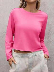 Camisetas Cortas de Manga Larga para Mujer, Estilo Casual, Cuello Redondo, Holgadas, a la Moda para Otoño, Estilo Y2K, para Salir de Fiesta, Camiseta Corta 2026 para Mujer - Product Image 2