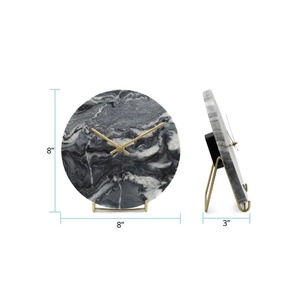 Marble <b>Table</b> <b>Clock</b> Round Shape Elegant Desk <b>Clock</b> Luxury Home Office Decor Modern Stone Decorative Purpose Tabletop <b>Clock</b> - Product Image 2