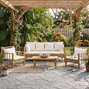 Ensemble de canapés en bambou en gros avec table et chaises, fabricant de meubles de jardin durables pour l'extérieur - Product Image 1